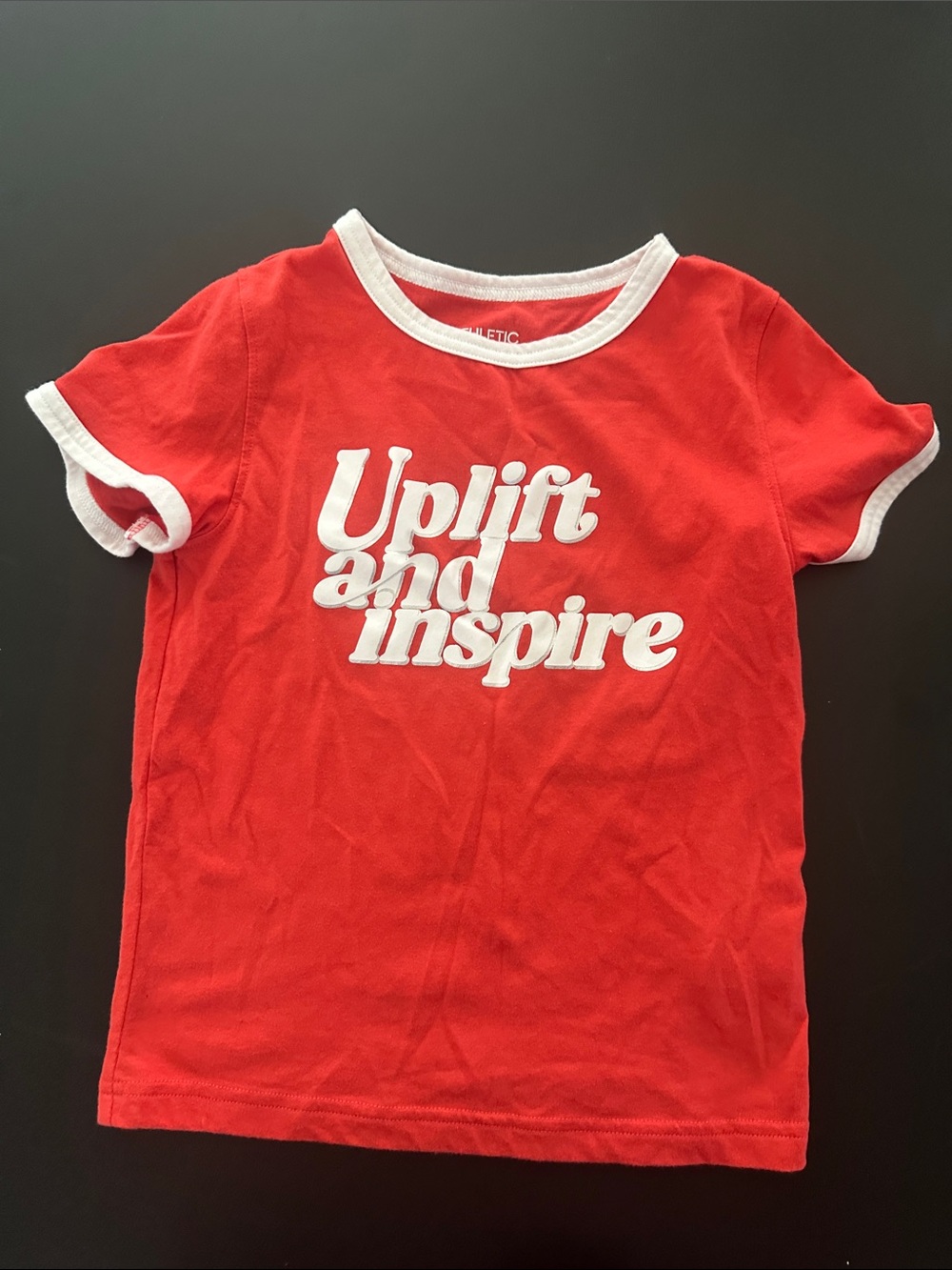 Athletic Works Red Tee with White Script - Uplift and Inspire